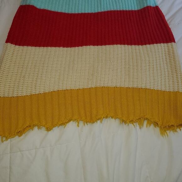 143 story large cozy striped knit sweater with fringe - Picture 10 of 11